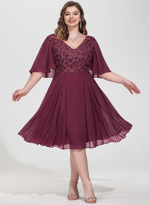 Robe Cocktail Rouge Velours Éclat - gallery 6