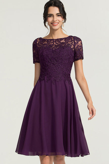 Robe Cocktail Bordeaux Dentelle - gallery 2