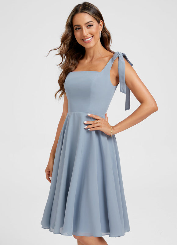 Robe Cocktail Fluide Ciel Clair - gallery 4