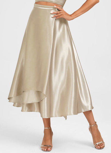 Robe Cocktail Satin Beige