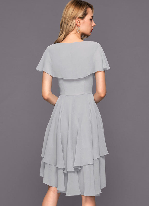 Robe Cocktail Fluide Vert Pâle - gallery 3