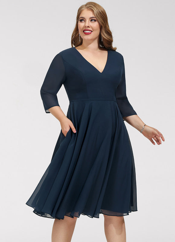Robe Cocktail Mousseline Asymétrique - gallery 8