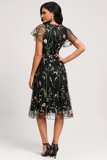 Robe Cocktail Florale Éthérée - gallery 4