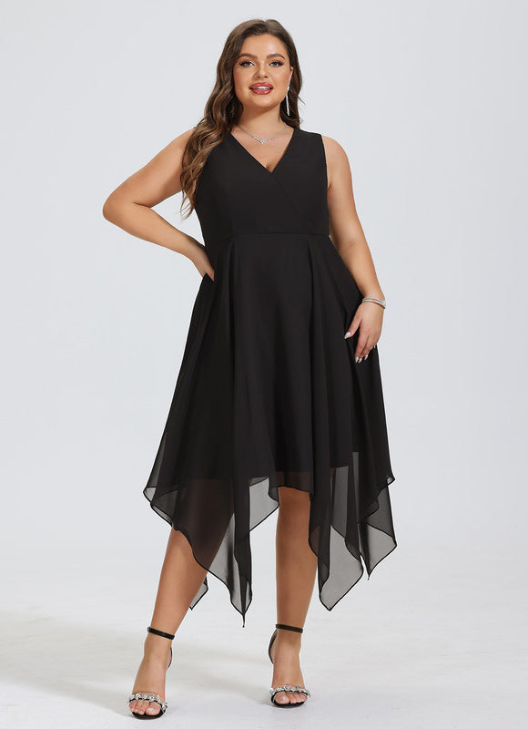 Robe Cocktail Fluide Marine Asymétrique - gallery 4