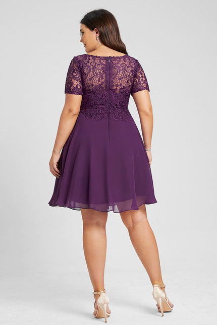 Robe Cocktail Bordeaux Dentelle - gallery 7