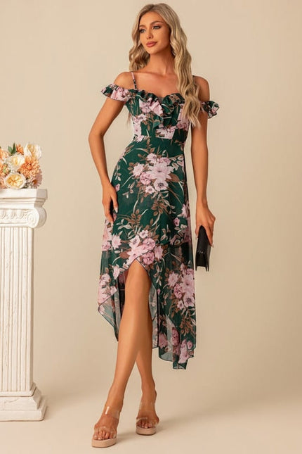 Robe Cocktail Fleurie Émeraude - gallery 2