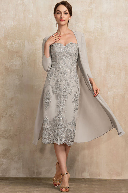 Robe Cocktail Élégante Argentée - gallery 5