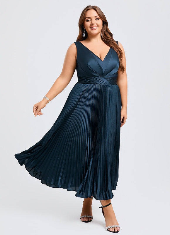 Robe Cocktail Satinée Ondulée - gallery 7