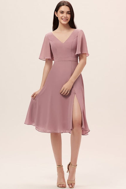 Robe Cocktail Mousseline Asymétrique - gallery 2