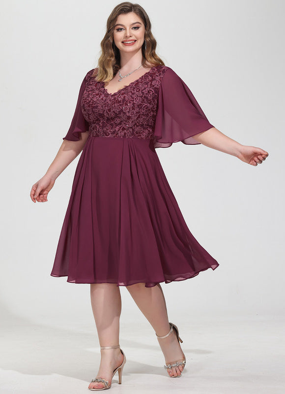 Robe Cocktail Rouge Velours Éclat - gallery 8
