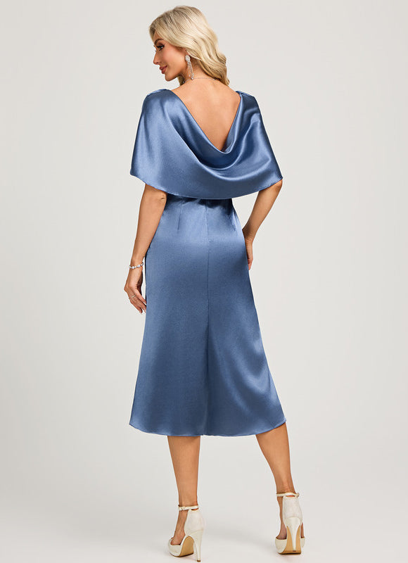 Robe Cocktail Fluide Satinée - gallery 5