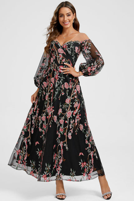 Robe Cocktail Mousseline Fleurie