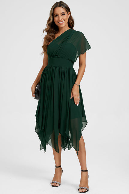 Robe Cocktail Mousseline Vert Émeraude - gallery 2