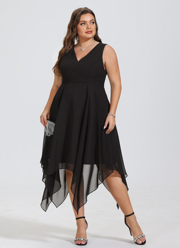Robe Cocktail Fluide Marine Asymétrique - gallery 7