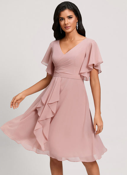 Robe Cocktail Mousseline Émeraude