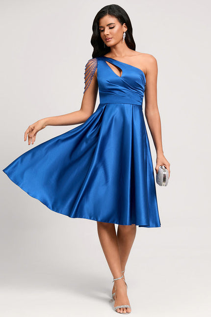 Robe Cocktail Bleu Éclatante