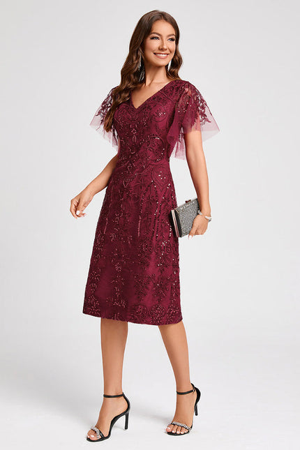 Robe Cocktail Étoilée Bordeaux - gallery 1