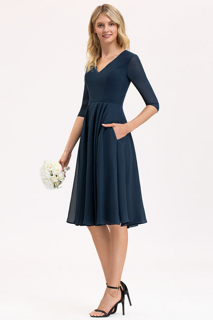 Robe Cocktail Mousseline Asymétrique - gallery 6