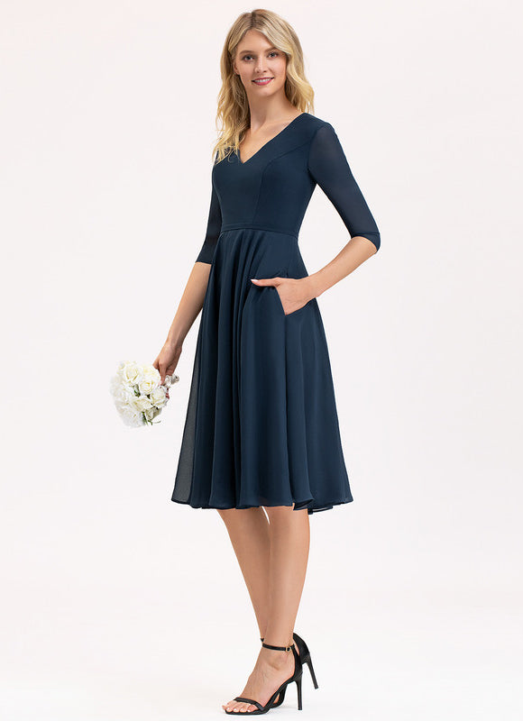 Robe Cocktail Mousseline Asymétrique - gallery 6