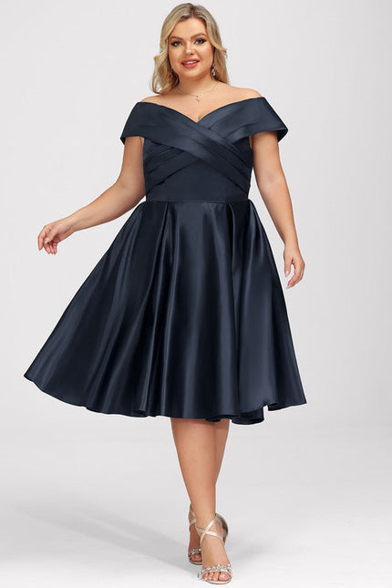 Robe Cocktail Satin Marine - gallery 9