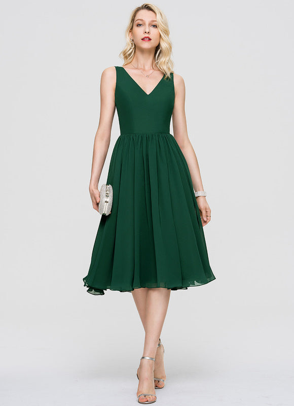 Robe Cocktail Mousseline Asymétrique - gallery 7