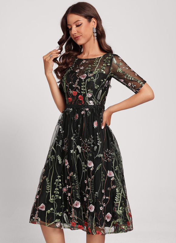 Robe Cocktail Florale Éthérée - gallery 2