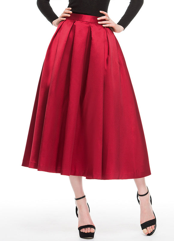 Robe Cocktail Rouge Satiné Élégant