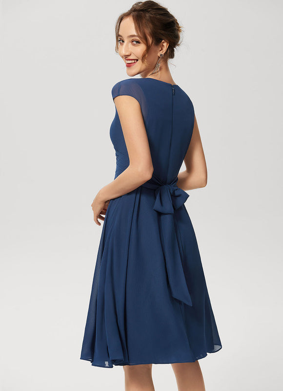 Robe Cocktail Mousseline Émeraude - gallery 3
