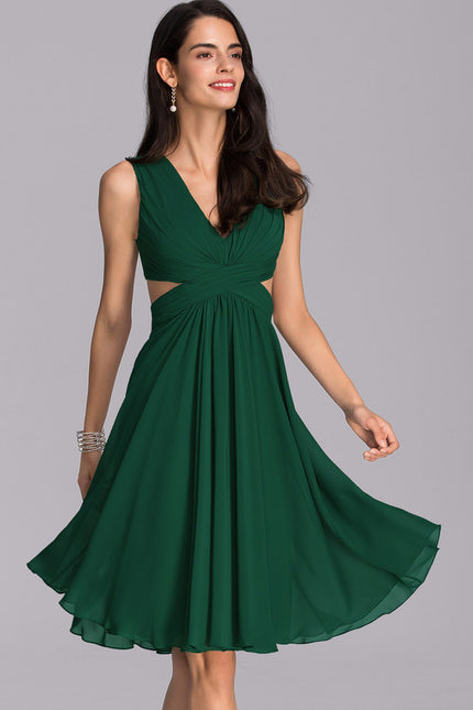 Robe Cocktail Mousseline Émeraude