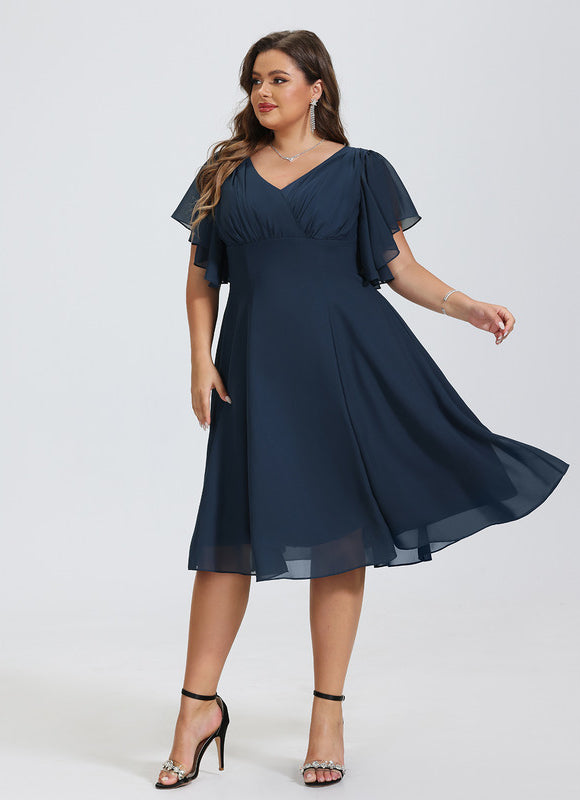 Robe Cocktail Mousseline Asymétrique - gallery 8