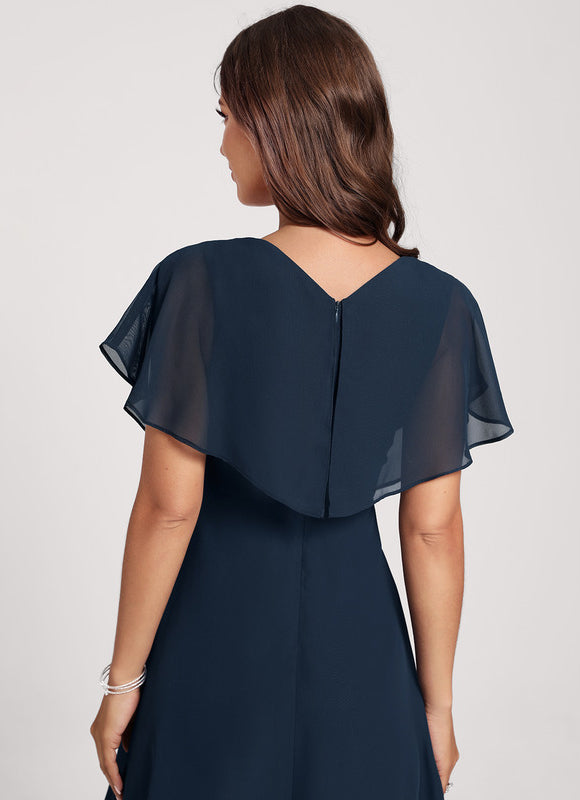 Robe Cocktail Fluide Marine Asymétrique - gallery 5
