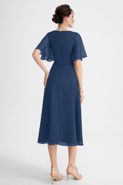 Robe Cocktail Fluide Vert Pâle - gallery 1