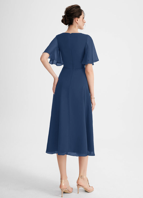 Robe Cocktail Fluide Vert Pâle - gallery 1