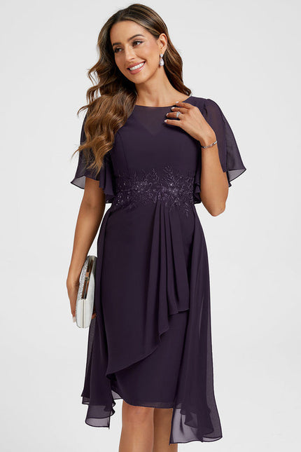 Robe Cocktail Chiffon Violet - gallery 5