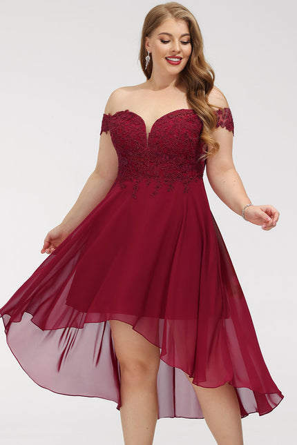 Robe Cocktail Rouge Élégance Asymétrique - gallery 9