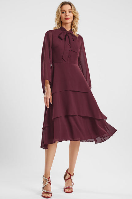 Robe Cocktail Bourdeaux Élégante - gallery 1