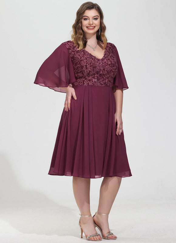 Robe Cocktail Rouge Velours Éclat - gallery 7