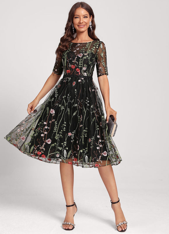 Robe Cocktail Florale Éthérée - gallery 1