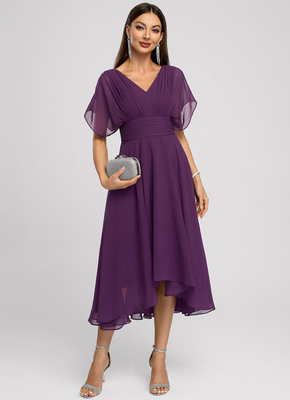 Robe Cocktail Fluide Marine Asymétrique - gallery 2