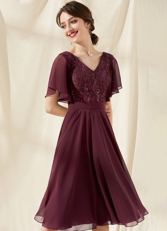 Robe Cocktail Rouge Velours Éclat