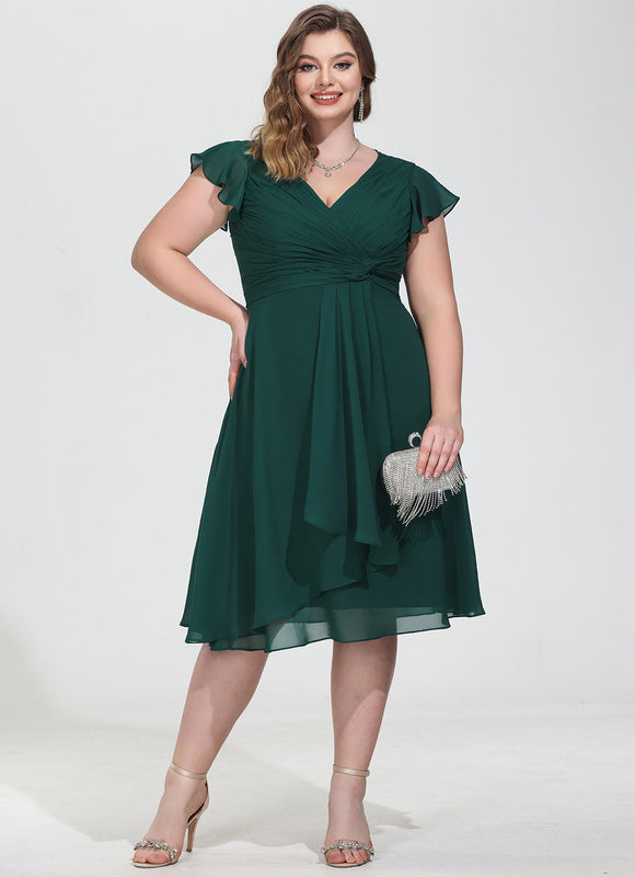 Robe Cocktail Mousseline Asymétrique - gallery 7