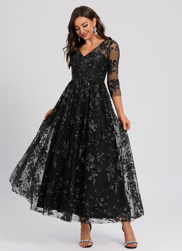 Robe Cocktail Noir Étoilé Chic - gallery 1