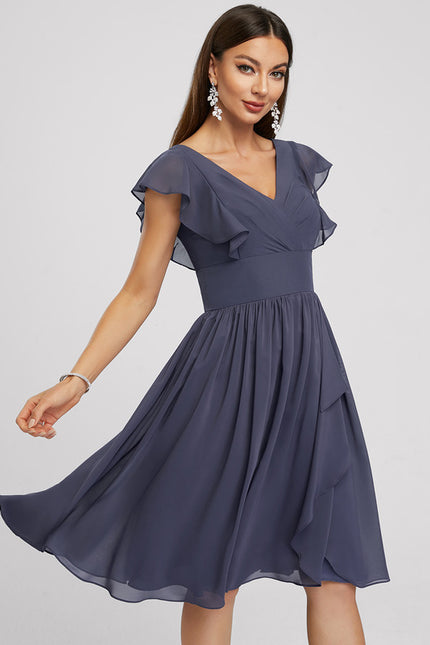 Robe Cocktail Mousseline Émeraude - gallery 3