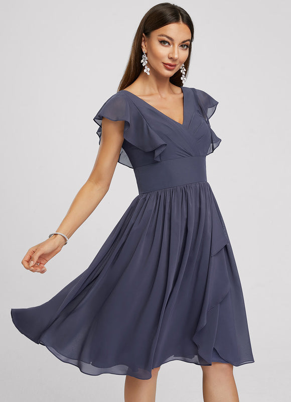 Robe Cocktail Mousseline Émeraude - gallery 3