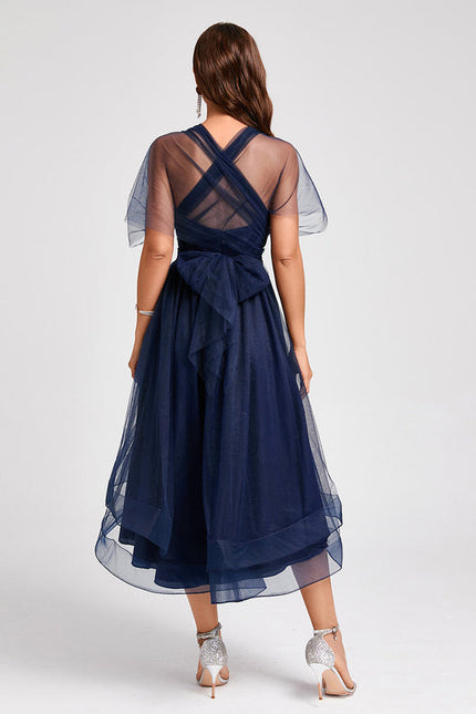 Robe Cocktail Tulle Asymétrique - gallery 4
