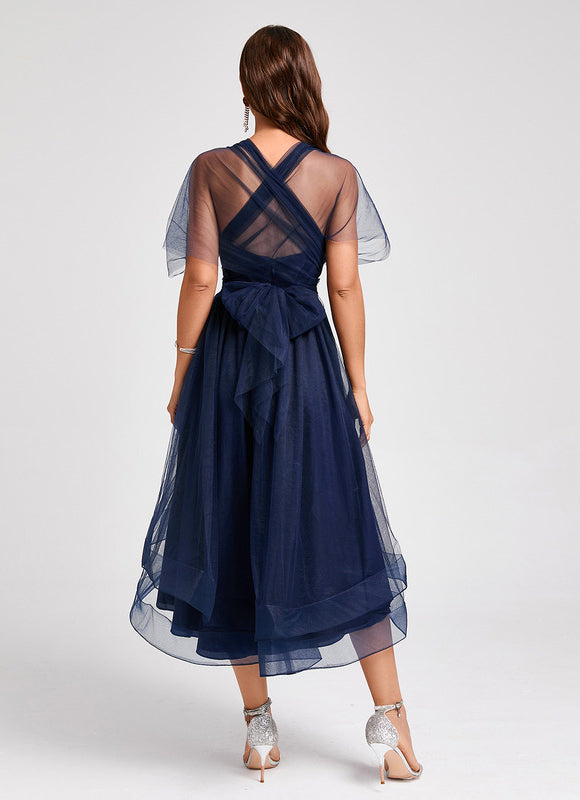 Robe Cocktail Tulle Asymétrique - gallery 4