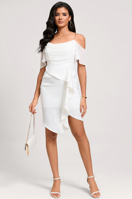 Robe Cocktail Epaule Dénudée - gallery 3