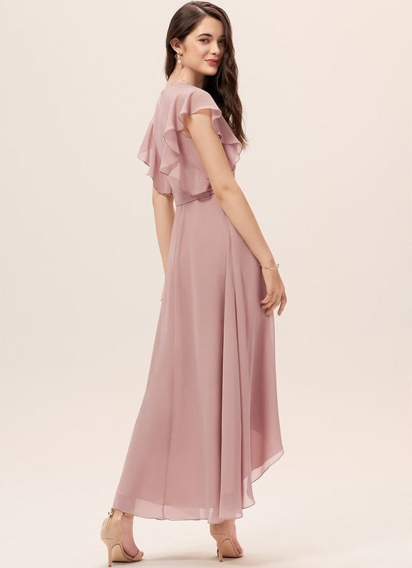 Robe Cocktail Fluide Vert Pâle - gallery 2