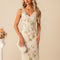 Robe Cocktail Florale Écrue