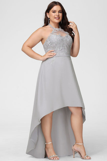 Robe Cocktail Gris Élégant Flottant - gallery 8